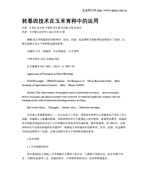 转基因技术在玉米育种中的运用