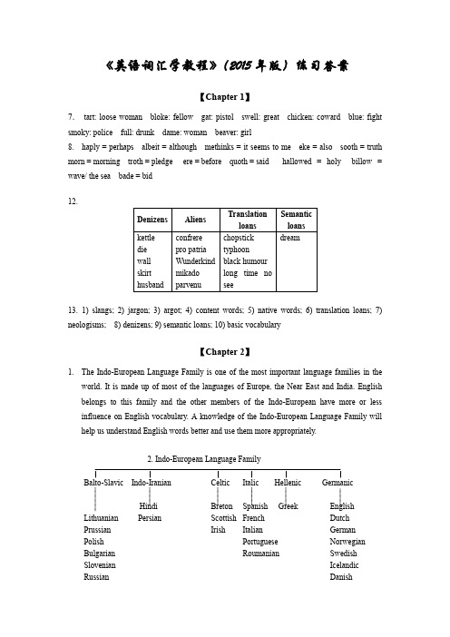 张维友〈词汇学教程〉答案(第三版)