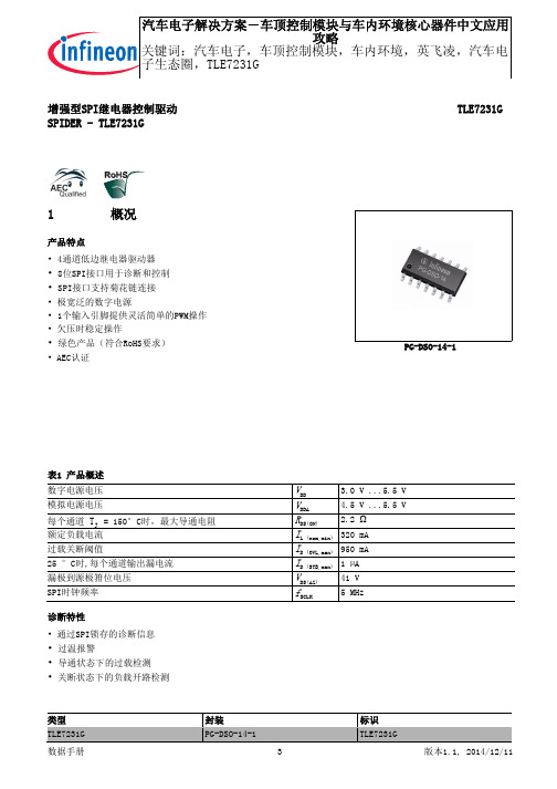 车顶控制模块与车内环境-TLE 7231G用户手册应用攻略