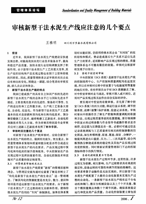 审核新型干法水泥生产线应注意的几个要点