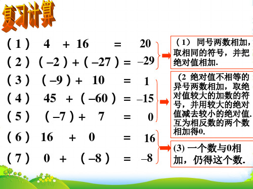 青岛版七年级数学上册《有理数的加法与减法》课件 