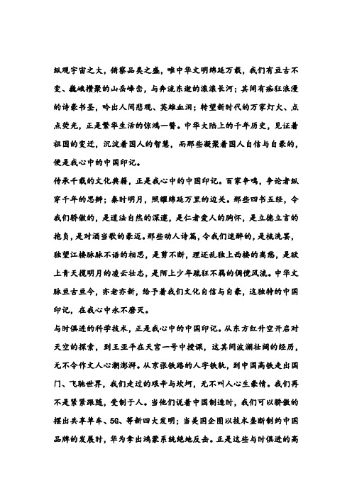 我心中的中国印记作文800字