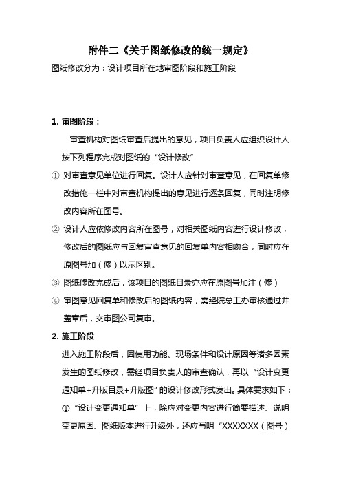 《关于图纸修改的统一规定》