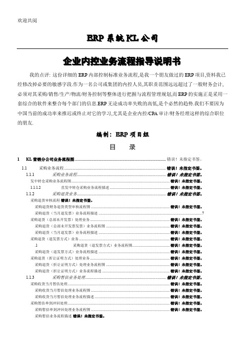 ERP系统KL公司内控及业务程序详细案例