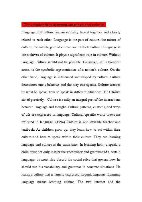 The relationship between language and culture.