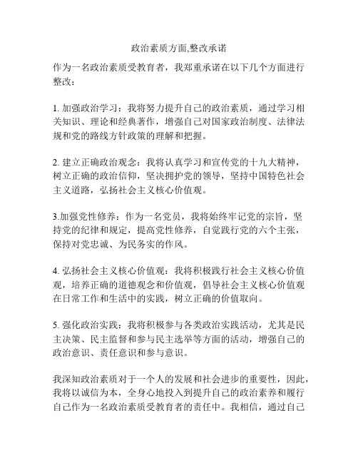 政治素质方面,整改承诺