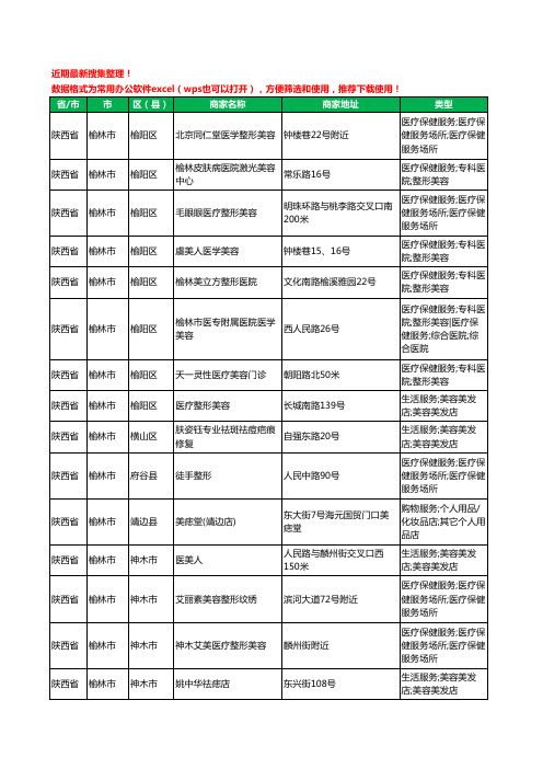 2020新版陕西省榆林市整形工商企业公司商家名录名单黄页联系方式大全17家