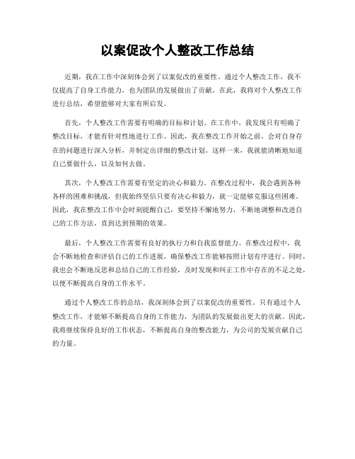 以案促改个人整改工作总结