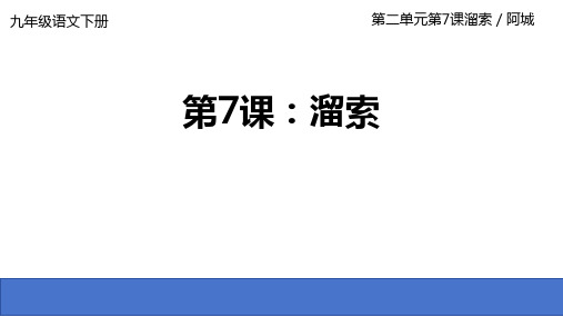 最新统编版语文九年级下册第7课《溜索》优质教学课件