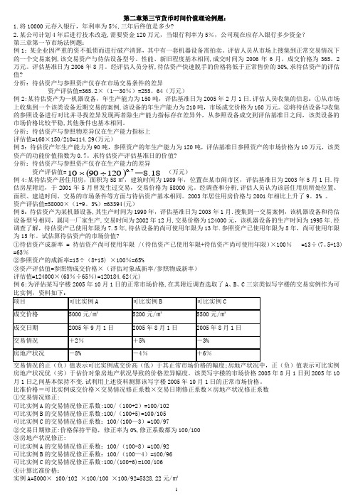 资产评估2-6章例题及答案