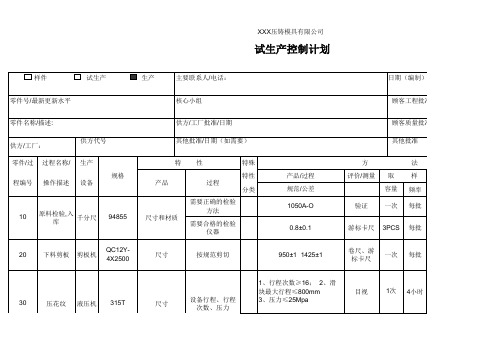 试生产控制计划