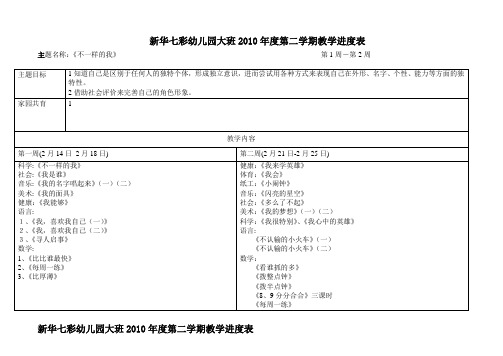 春季季教学计划进度表