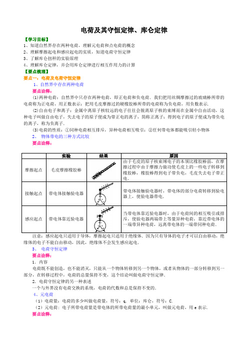 高中物理   电荷及其守恒定律、库仑定律   专题练习解析