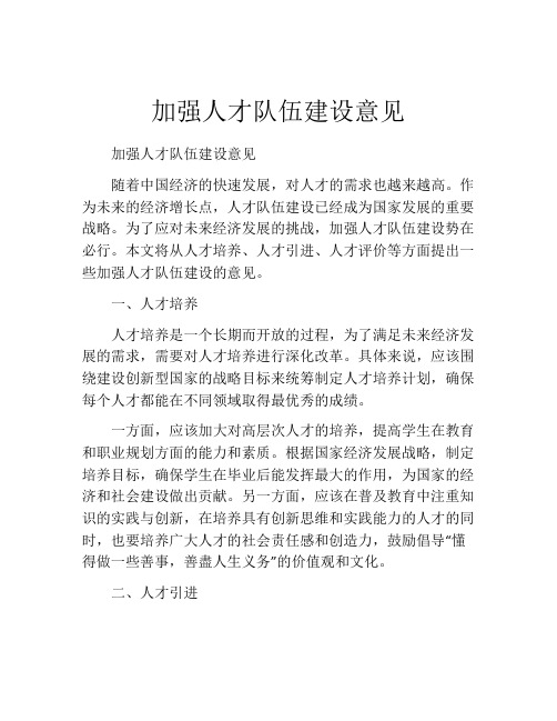 加强人才队伍建设意见