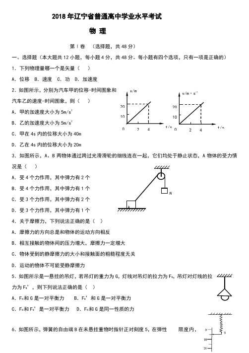 2018年辽宁省普通高中学业水平考试