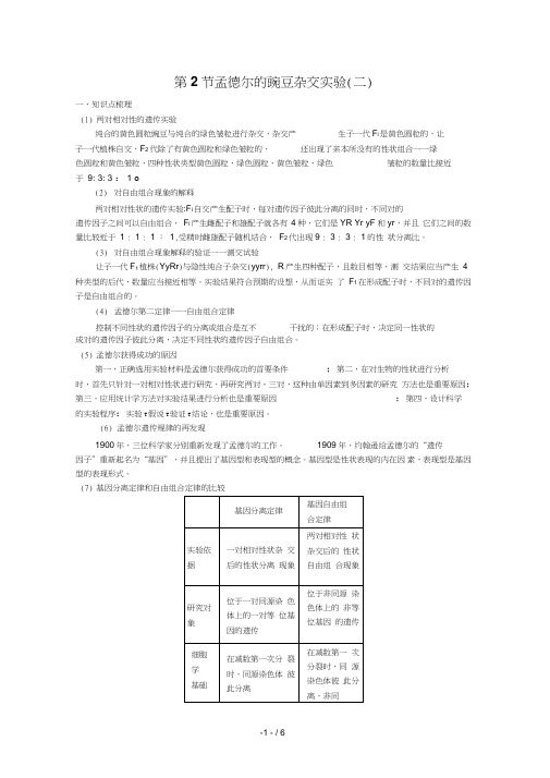 人教教学教案高考生物一轮复习教案孟德尔的豌豆杂交实验(二)