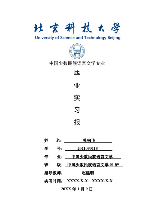 中国少数民族语言文学专业毕业实习报告范文