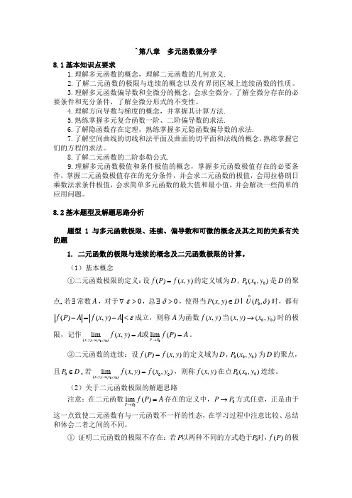 多元函数微分学总结