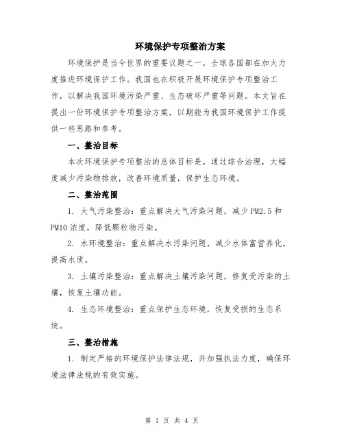 环境保护专项整治方案