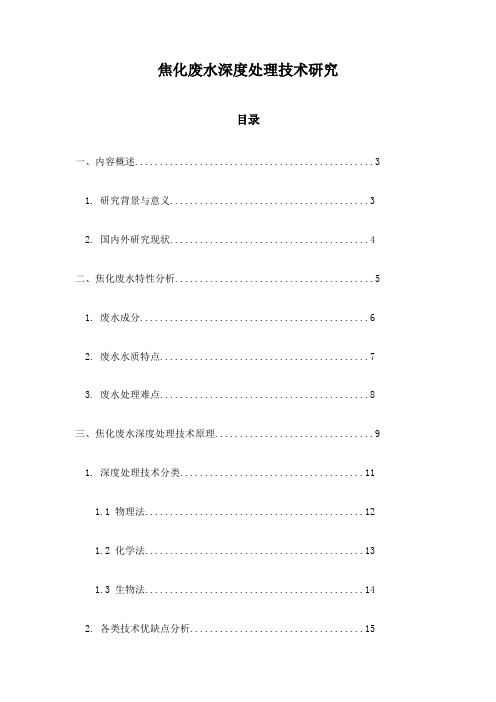 焦化废水深度处理技术研究