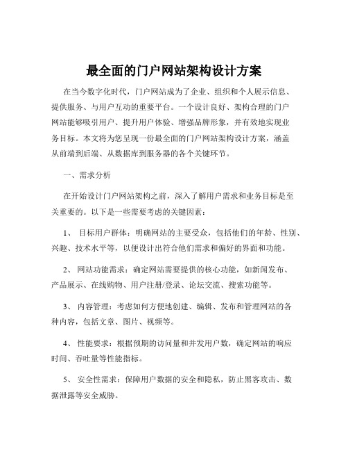 最全面的门户网站架构设计方案