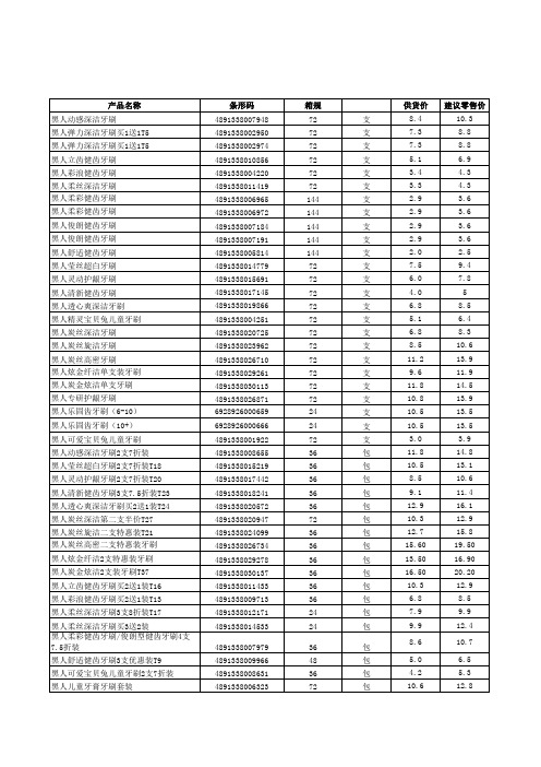 飞龙日化商品资料