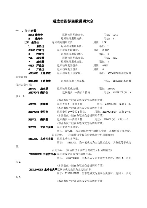 通达信指标函数说明大全