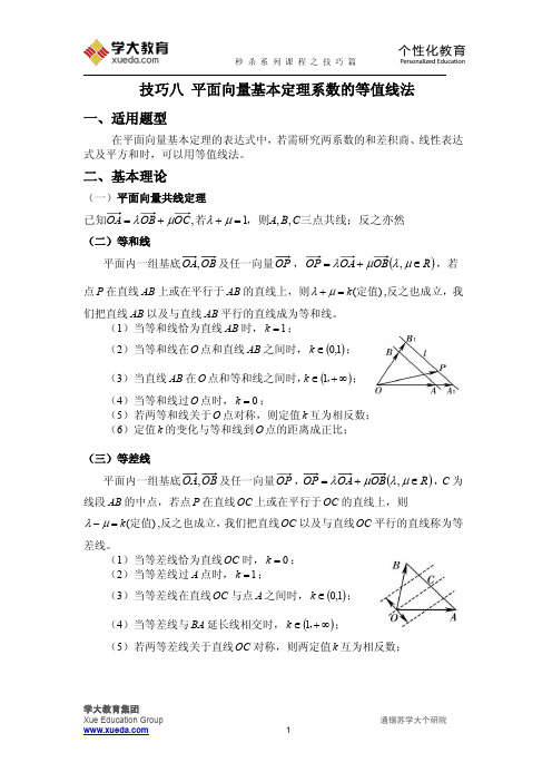 技巧八 平面向量基本定理系数的等值线法2 (1)