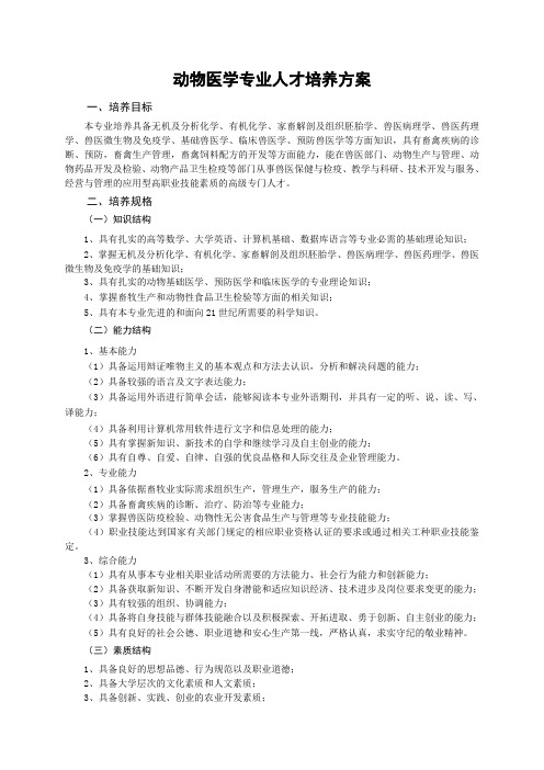 动物医学专业人才培养方案