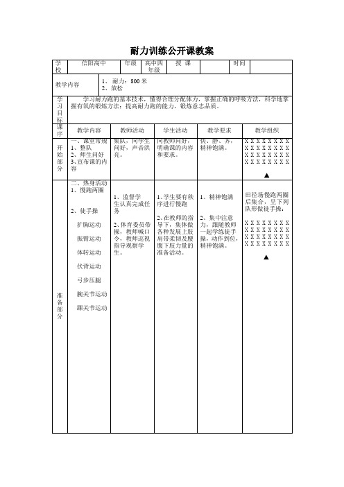 耐力训练公开课教案、