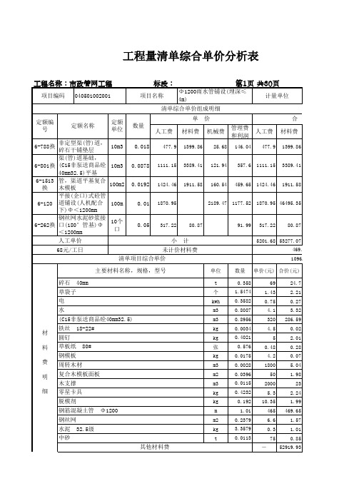 市政管网工程(定额套用)010103