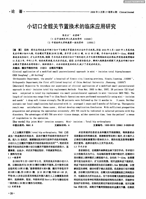 小切口全髋关节置换术的临床应用研究