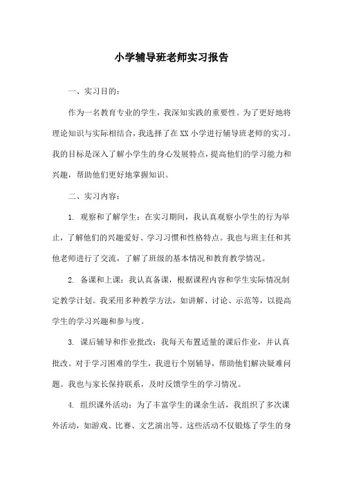 小学辅导班老师实习报告