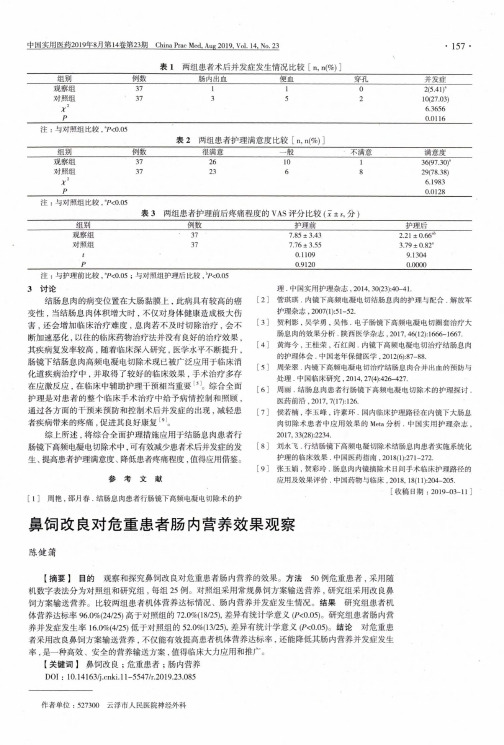 鼻饲改良对危重患者肠内营养效果观察