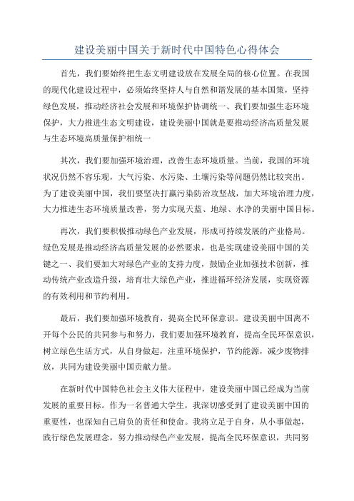 建设美丽中国关于新时代中国特色心得体会