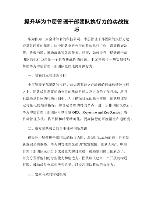 提升华为中层管理干部团队执行力的实战技巧