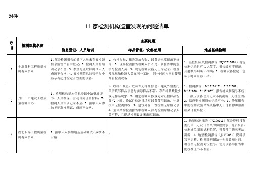 11家检测机构巡查发现的问题清单.doc