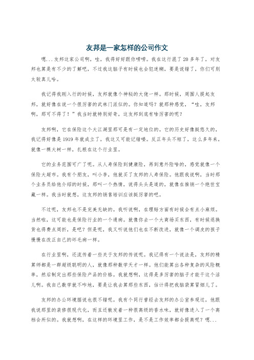 友邦是一家怎样的公司作文