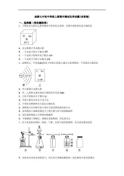 成都七中初中学校初三化学上册期中测试化学试题(含答案)