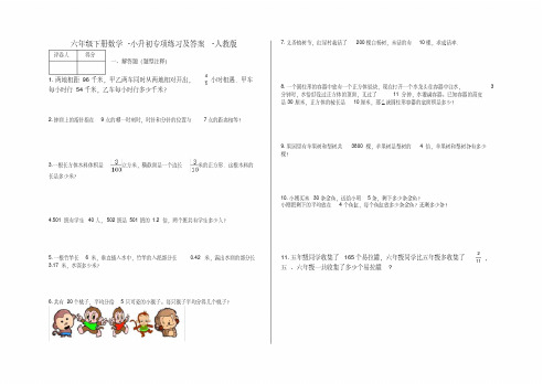 六年级下册数学小升初专项练习及答案l15-人教版