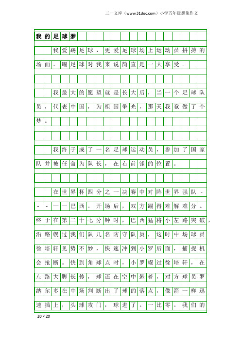 小学五年级想象作文：我的足球梦