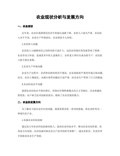 农业现状分析与发展方向