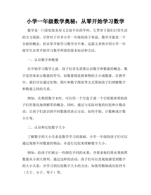 小学一年级数学奥秘：从零开始学习数学