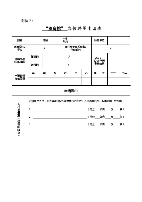 常工政〔2019〕52号附件7：“双肩挑”岗位聘用申请表