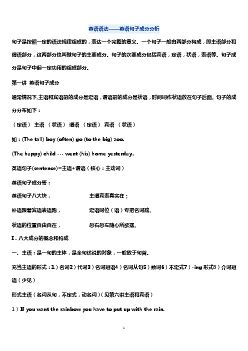 英语语法——英语句子成分分析