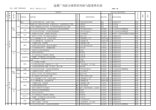 风险点划分、风险与隐患管控辨识表