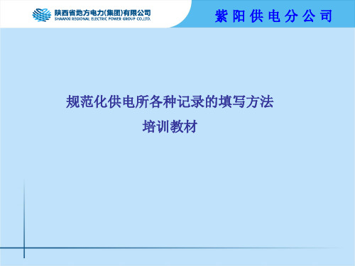 规范化供电所各种记录的填写方法培训教材