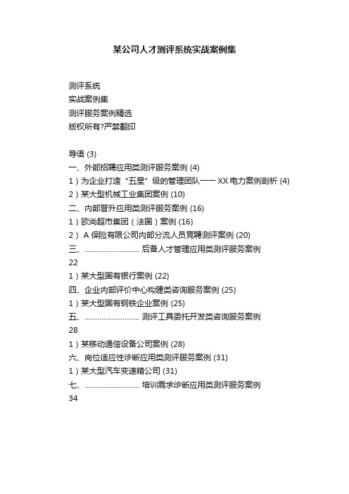 某公司人才测评系统实战案例集