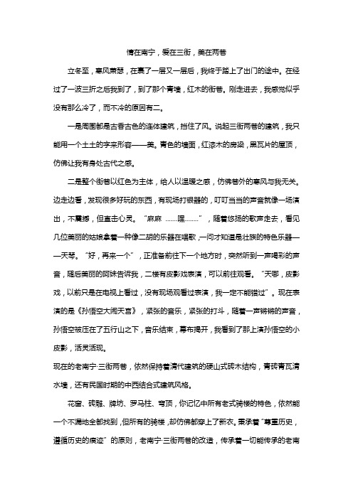 赞美南宁三街两巷的句子