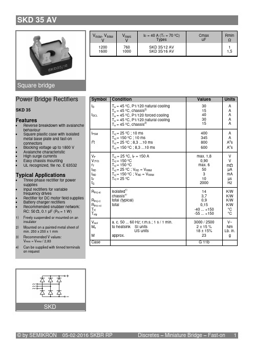 赛米控丹佛斯 整流桥 SKD 35 AV 数据表